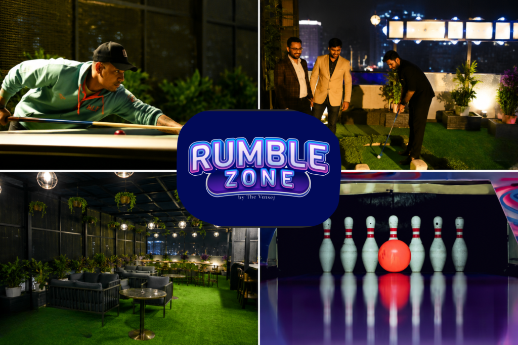 Bowling in Gurgaon alongside mini golf, pool and rooftop cafe experiences at Rumble Zone, The Vensej Mall.