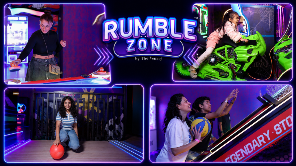 Visitors enjoying arcade games, bowling and interactive attractions at Rumble Zone, a top gaming zone in Gurgaon.