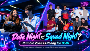 Date night and squad night at Rumble Zone Gurugram with gaming, bowling and group entertainment.